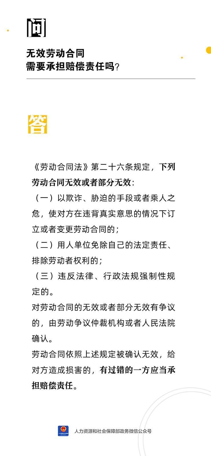 人社日课丨无效劳动合同需要承担赔偿责任吗？